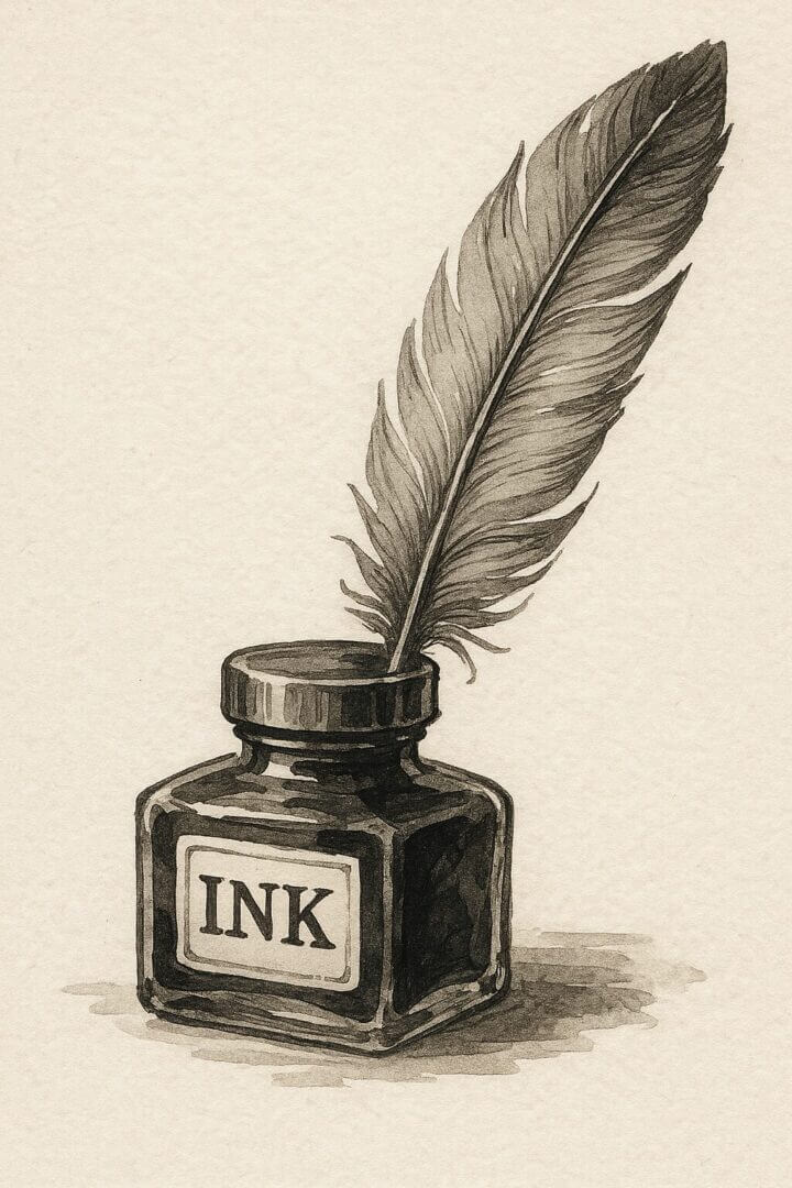 Quill and ink illustrating the gift of haiku